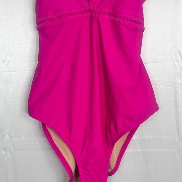 NWOT Kona Sol Hot Pink One-Piece Crochet Detail Swimsuit Size XL - Picture 4 of 15